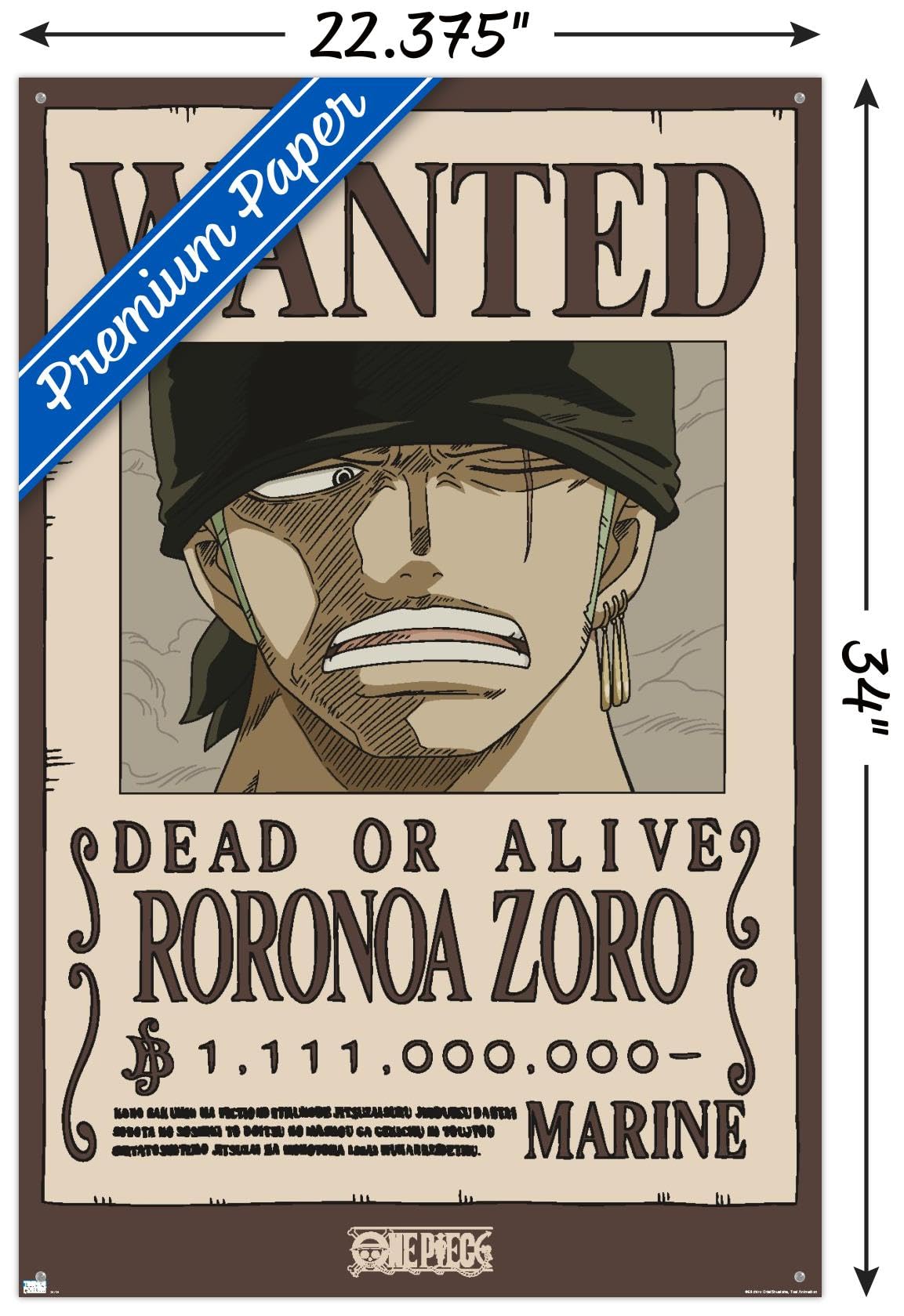 Amazon.com: Trends International One Piece - Roronoa Zoro Wanted